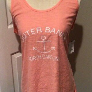 Outer Banks North Carolina Tank Top Shirt Sleeveless Peach  Beachwear Large NEW